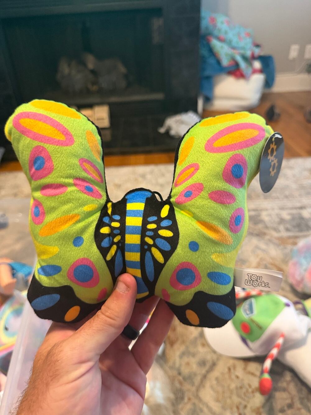 Toy Works Butterfly Plush Green Pink Blue Yellow Stuffed Animal w/ Tags